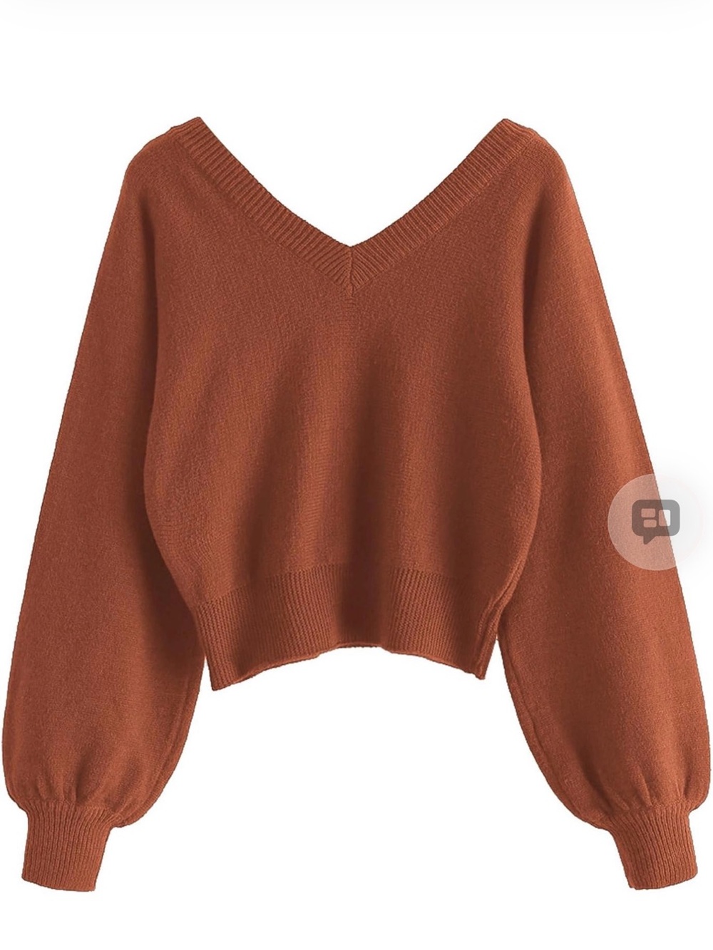 Amazon Essentials Women's Rust-Orange V-Neck Pullover Sweater